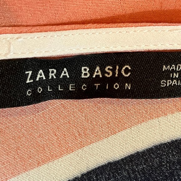 Like New ZARA Peach Rust Blue Cream Stripe Blouse Size XS - Picture 5 of 8